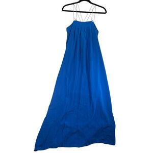 HD In Paris Maxi‎ Dress Gold Strap Sleeveless Flowy Blue Dress Size 6